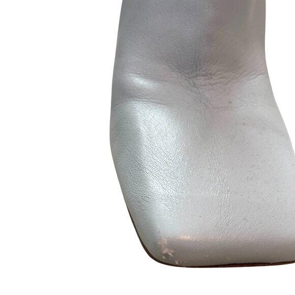 Sam Edelman Anika Square Toe Leather Booties | Grey/Gray, 3.25” Heel, Size 9 - Picture 2 of 7